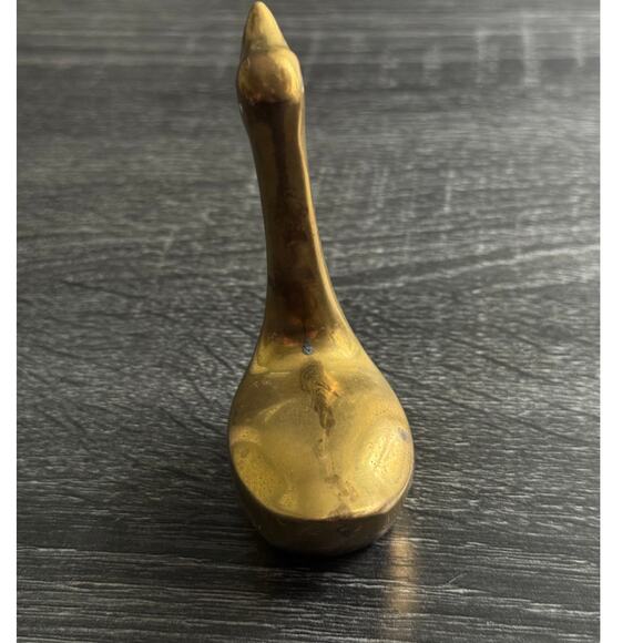 Vintage Mid Century Modern Solid Brass Swan Figurine Paperweight Ringer Holder - Picture 2 of 10